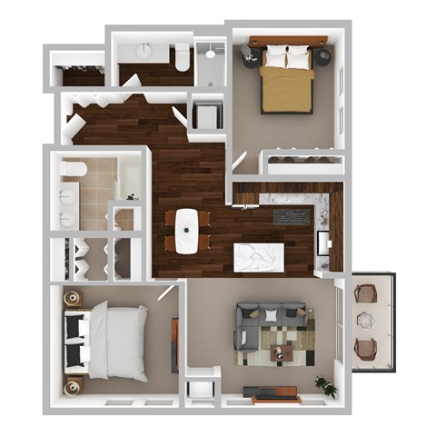 Floor plan for 2 beds, 2 baths, 1112 sqft